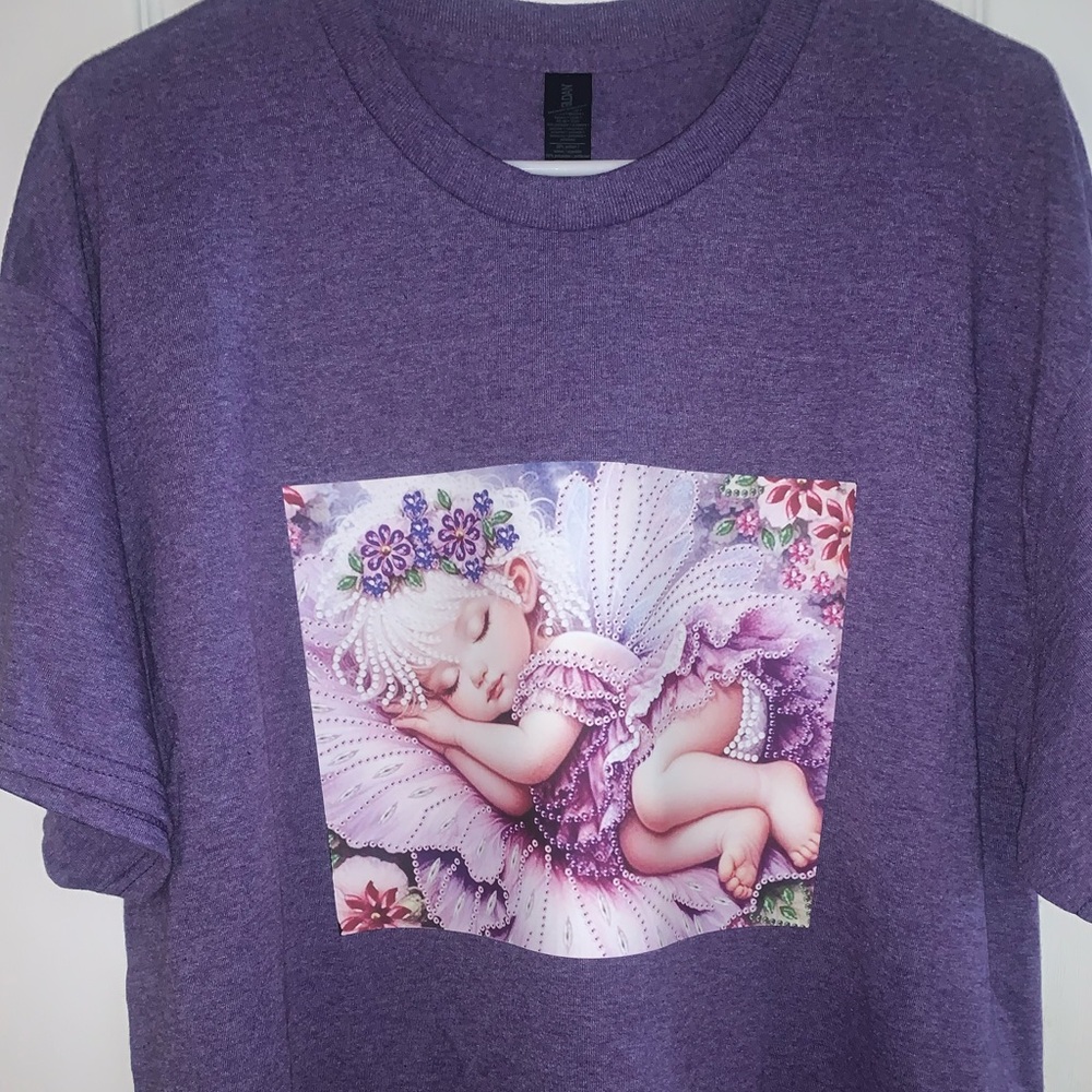 Vibrant Purple Crew Neck Short Sleeve Tee with Graphic Print